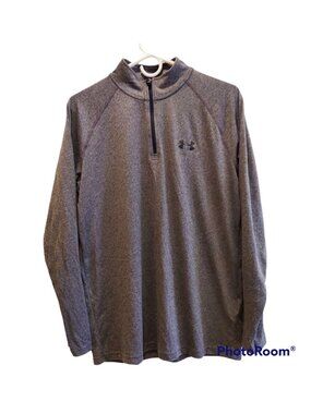 Under Armour Mens M Heat GEAR Grey Zip Pullover Athleisure work out gorpcore bas